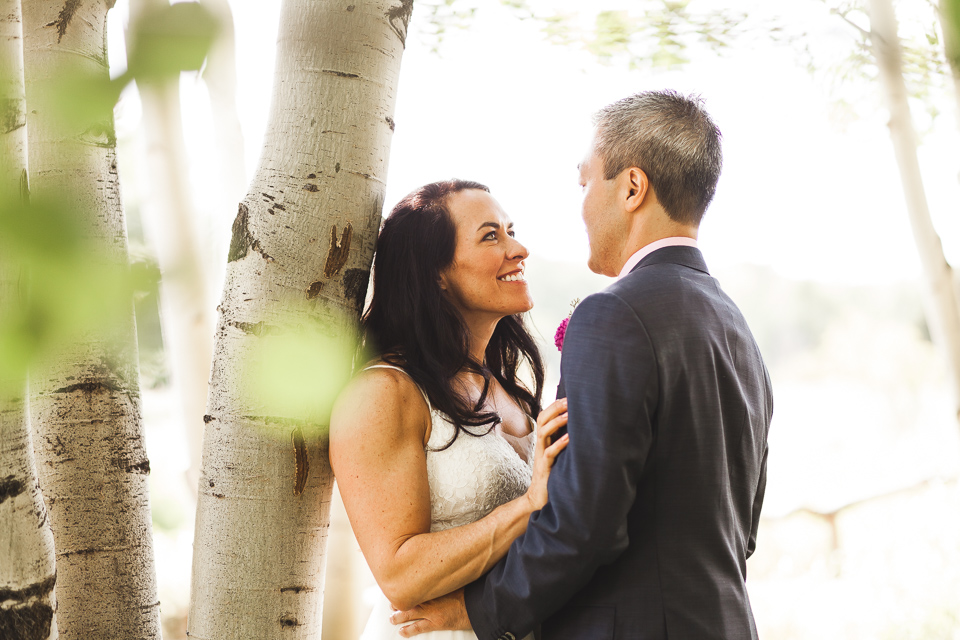 bride groom first look wedding in aspen colorado