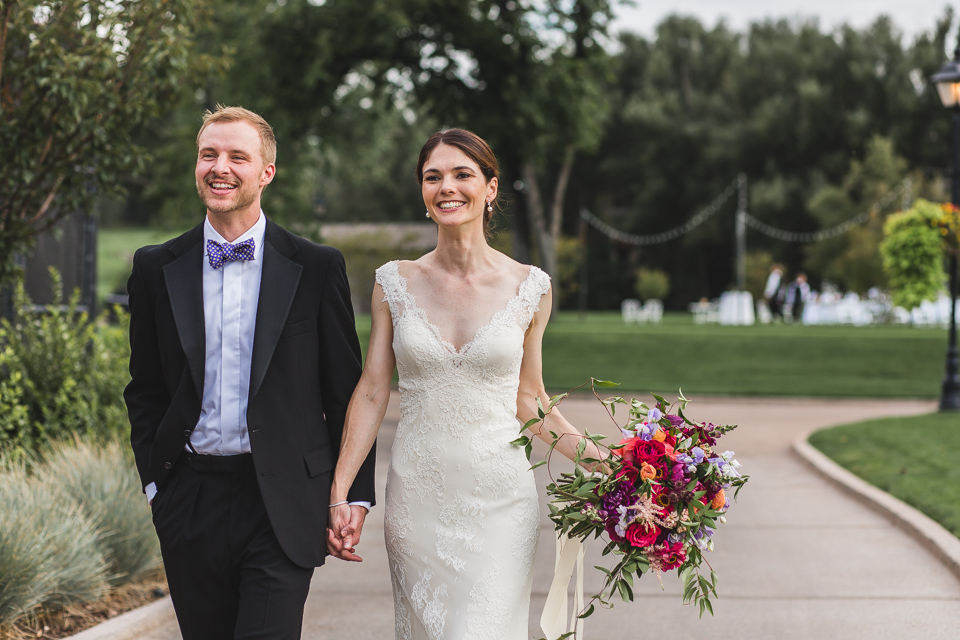 bride groom walking after first look in denver colorado