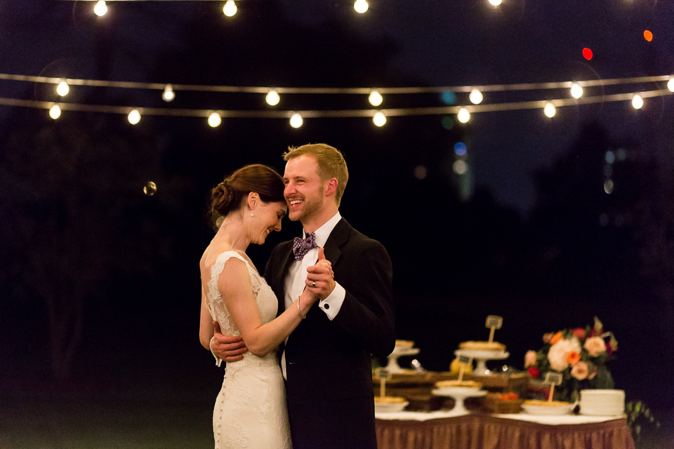 bride groom dancing under lights at wedding denver colorado